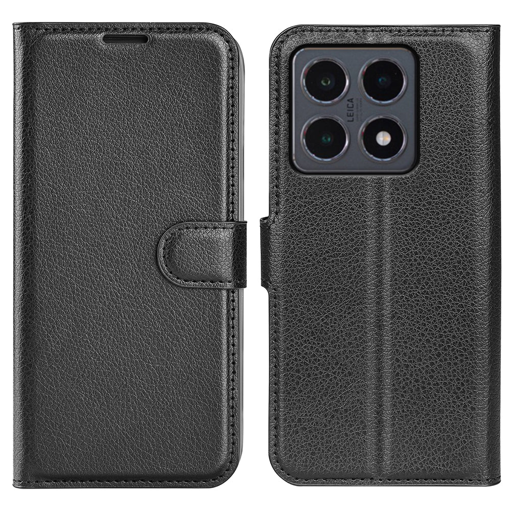 Xiaomi 15T-skal i litchi-textur, stötsäkert läder, plånboksfodral