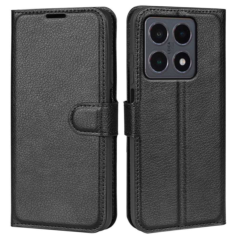 Xiaomi 15T-skal i litchi-textur, stötsäkert läder, plånboksfodral