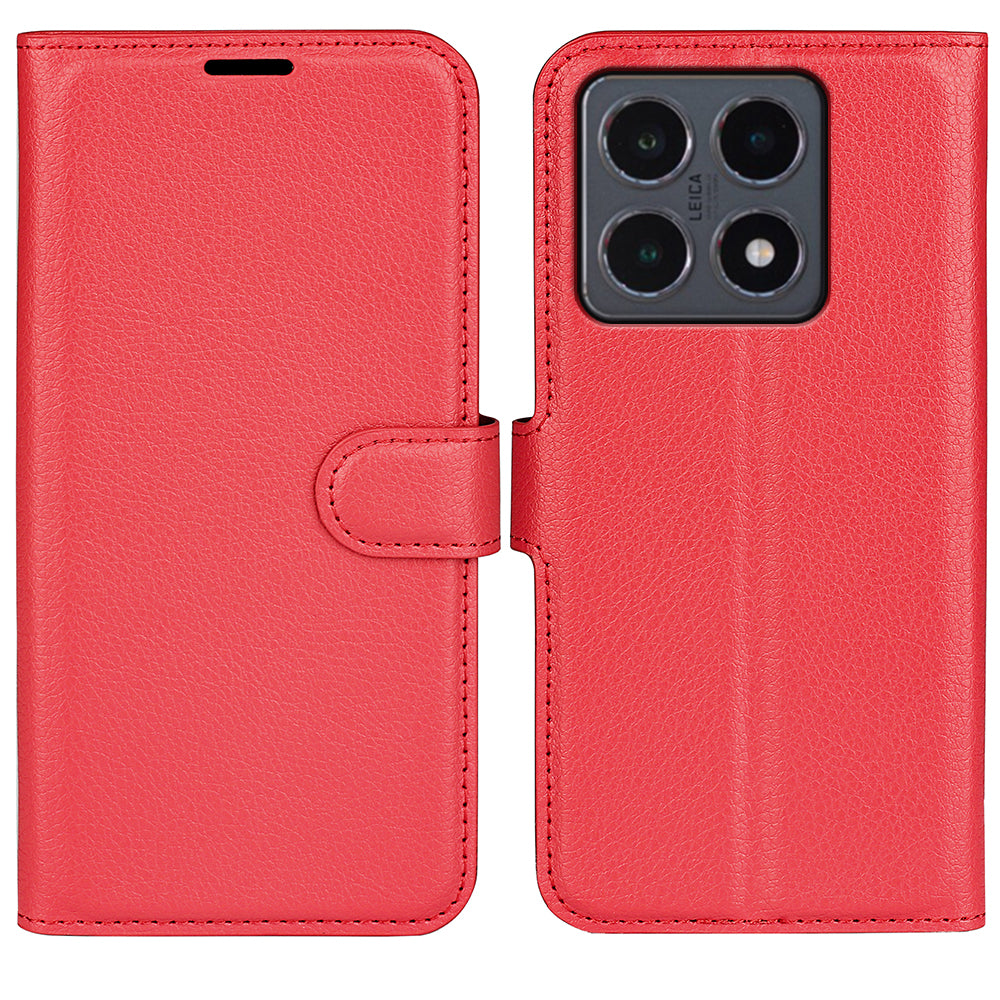 Xiaomi 15T-skal i litchi-textur, stötsäkert läder, plånboksfodral