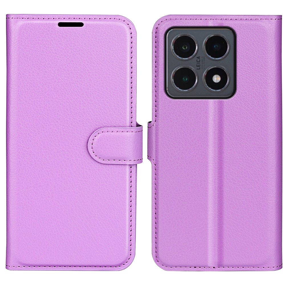 Xiaomi 15T-skal i litchi-textur, stötsäkert läder, plånboksfodral