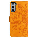 Til Samsung Galaxy S21+ 5G HT04 Præget Solsikke Telefoncover med Skulderrem, PU Læder Skin-touch Pung Stander Cover