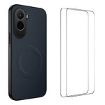 WANLONFENG For Xiaomi Poco M7 Plus 5G / M7 4G (169mm) Magnetic Case  TQ1 Series Carbon Fiber Texture PC TPU Phone Cover with 2Pcs Films