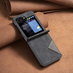 BINFEN COLOR For Samsung Galaxy Z Flip7 5G Phone Case  Wallet Stand Geometry Imprinted Leather Cover