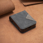 BINFEN COLOR For Samsung Galaxy Z Flip7 5G Phone Case  Wallet Stand Geometry Imprinted Leather Cover
