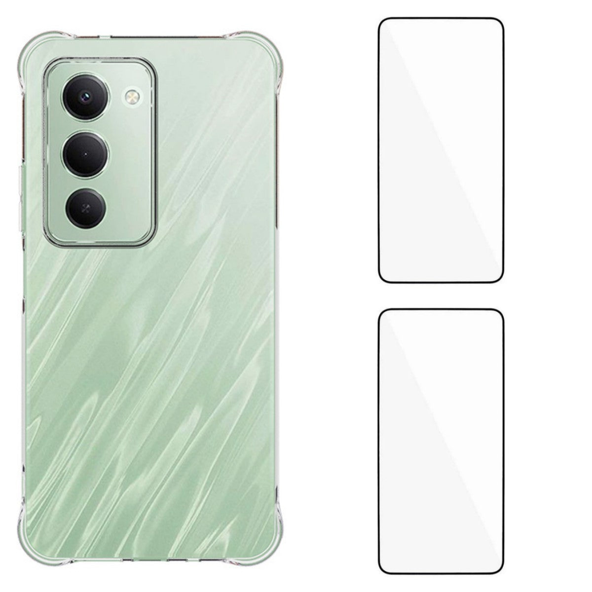 WANLONFENG För Xiaomi Redmi 15 5G (EU) (171 mm) / Xiaomi Redmi 15 4G (EU) (171 mm) TPU-skal WL2-serien 2,0 mm mobilskydd med 2 st. härdade glasfilmer