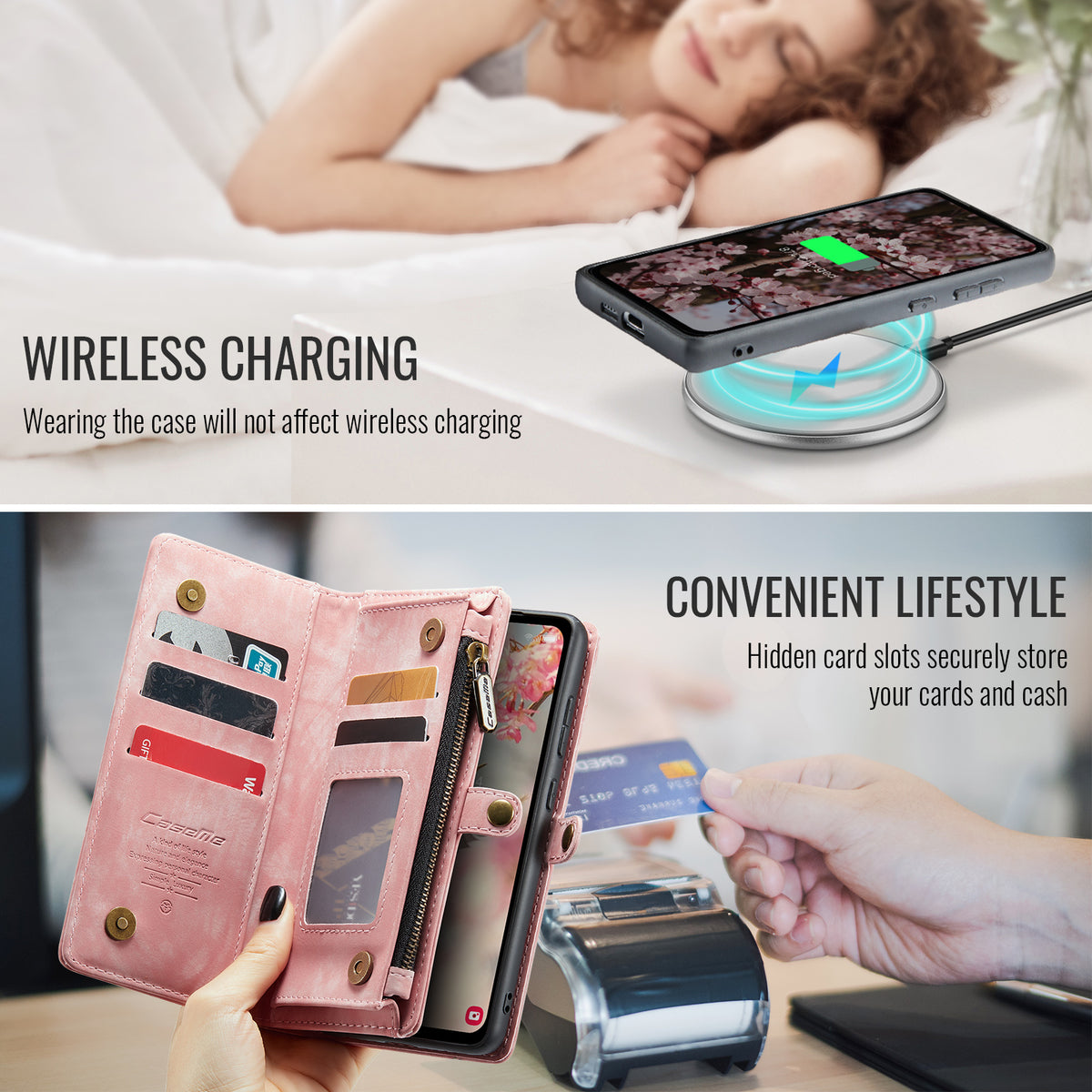 CASEME For Samsung Galaxy S26 FE / S25 FE Phone Cases  008 Leather Cover with Detachable Wallet and Strap