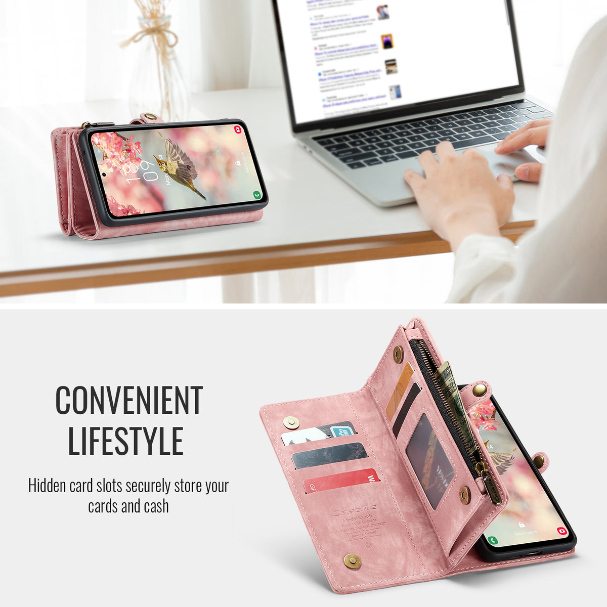 CASEME For Samsung Galaxy S26 FE / S25 FE Phone Cases  008 Leather Cover with Detachable Wallet and Strap