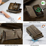 CASEME For iPhone 18 Pro / 17 Pro Case  C39 RFID Blocking Zipper Wallet Stand Leather Cover with Strap