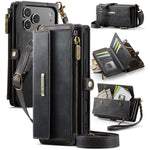 CASEME For iPhone 18 Pro / 17 Pro Case  C39 RFID Blocking Zipper Wallet Stand Leather Cover with Strap