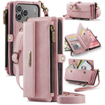 CASEME For iPhone 18 Pro / 17 Pro Case  C39 RFID Blocking Zipper Wallet Stand Leather Cover with Strap