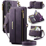 CASEME For Samsung Galaxy S25 FE Case  C39 RFID Blocking Zipper Wallet Stand Leather Cover with Strap