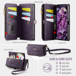 CASEME For Samsung Galaxy S25 FE Case  C39 RFID Blocking Zipper Wallet Stand Leather Cover with Strap