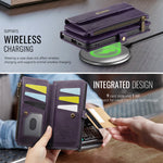 CASEME For Samsung Galaxy S25 FE Case  C39 RFID Blocking Zipper Wallet Stand Leather Cover with Strap