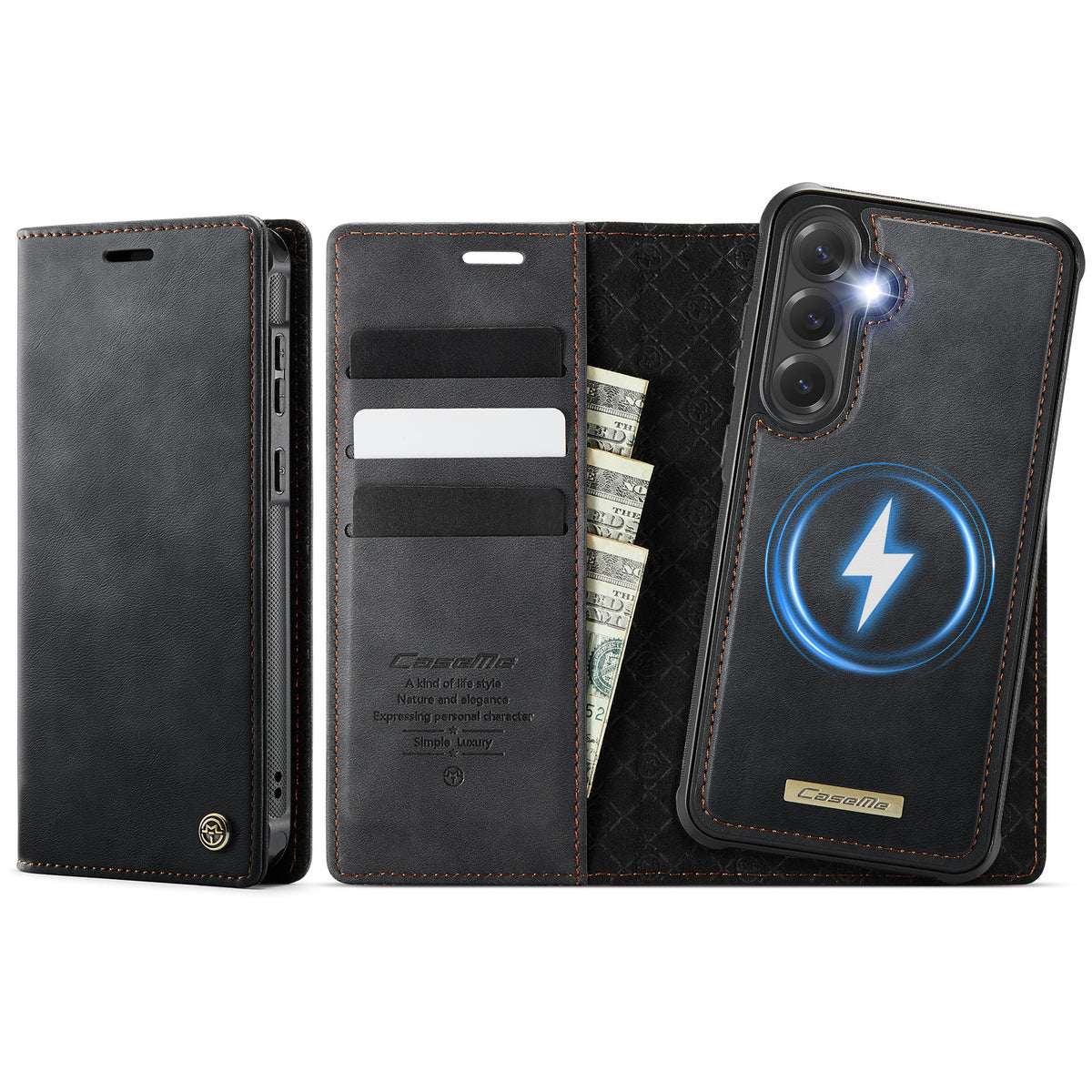 CASEME For Samsung Galaxy S26 FE / S25 FE Case  C49 Magnetic Case RFID Blocking Detachable Wallet Leather Phone Cover