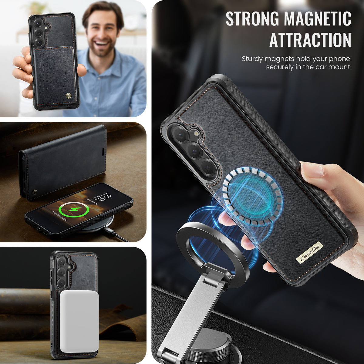CASEME For Samsung Galaxy S26 FE / S25 FE Case  C49 Magnetic Case RFID Blocking Detachable Wallet Leather Phone Cover