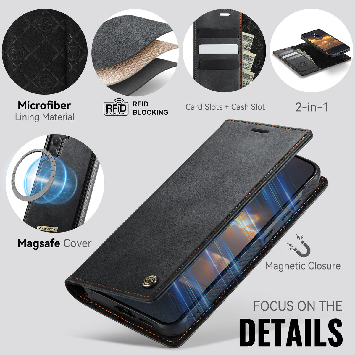 CASEME For Samsung Galaxy S26 FE / S25 FE Case  C49 Magnetic Case RFID Blocking Detachable Wallet Leather Phone Cover