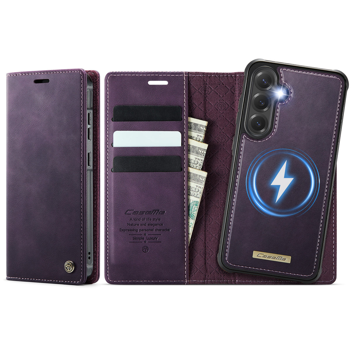 CASEME For Samsung Galaxy S26 FE / S25 FE Case  C49 Magnetic Case RFID Blocking Detachable Wallet Leather Phone Cover