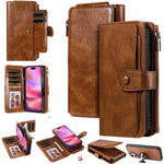 For iPhone 17 Phone Case PU Leather Zipper Wallet Detachable Cover