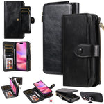 For iPhone 17 Phone Case PU Leather Zipper Wallet Detachable Cover