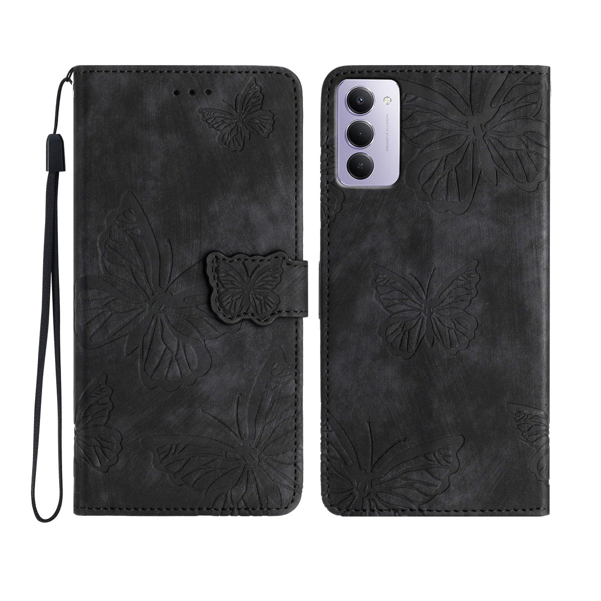 For Xiaomi Redmi 15 4G (EU) (171mm) Case Butterfly Design Flip Wallet Leather Phone Cover Skin-Touch
