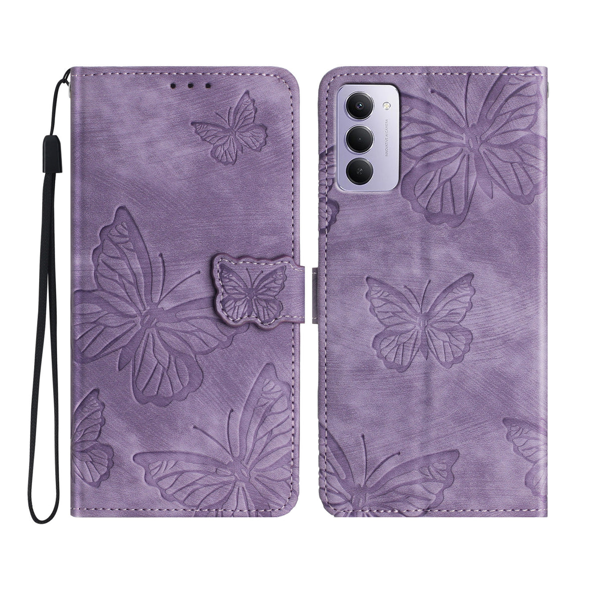 For Xiaomi Redmi 15 4G (EU) (171mm) Case Butterfly Design Flip Wallet Leather Phone Cover Skin-Touch