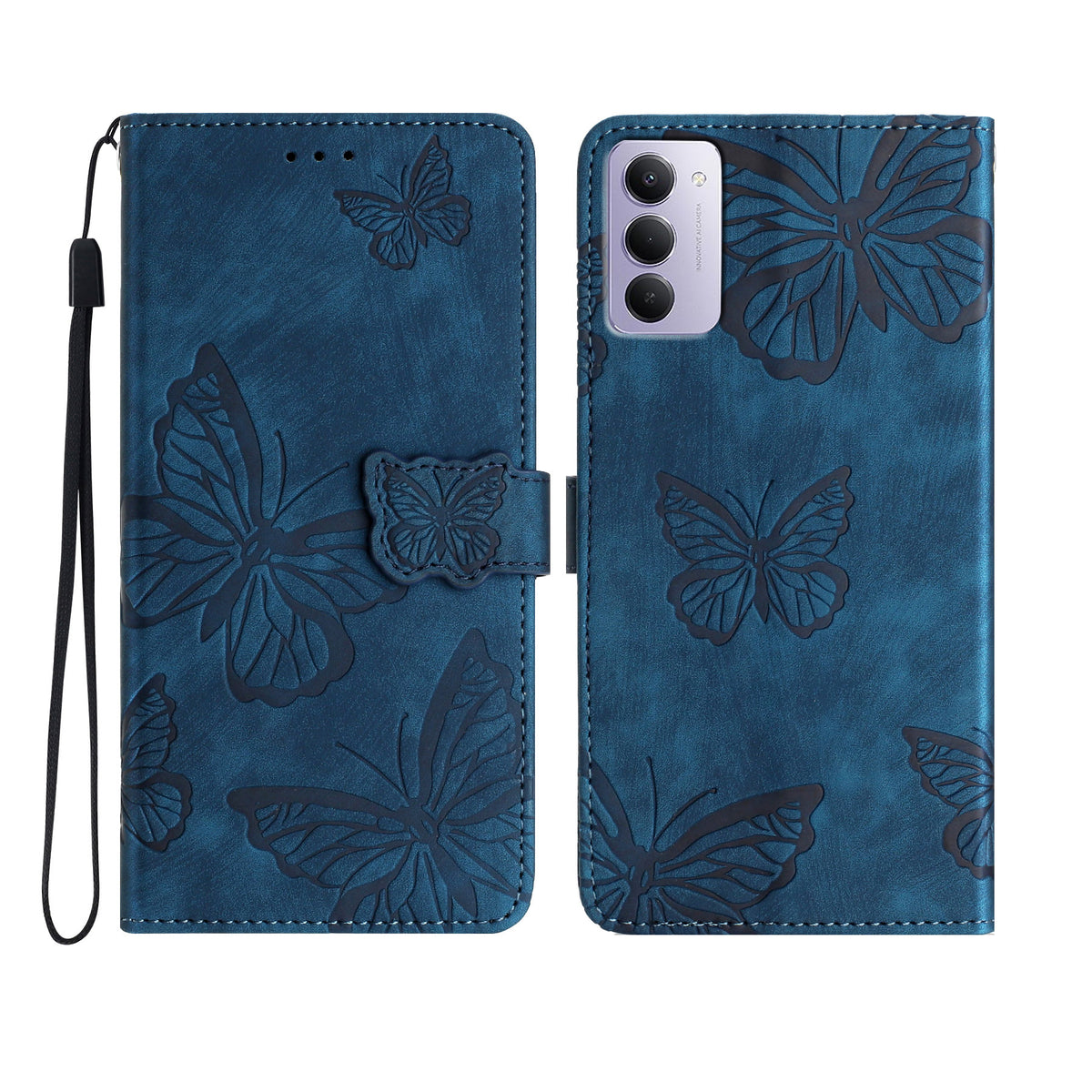 For Xiaomi Redmi 15 4G (EU) (171mm) Case Butterfly Design Flip Wallet Leather Phone Cover Skin-Touch