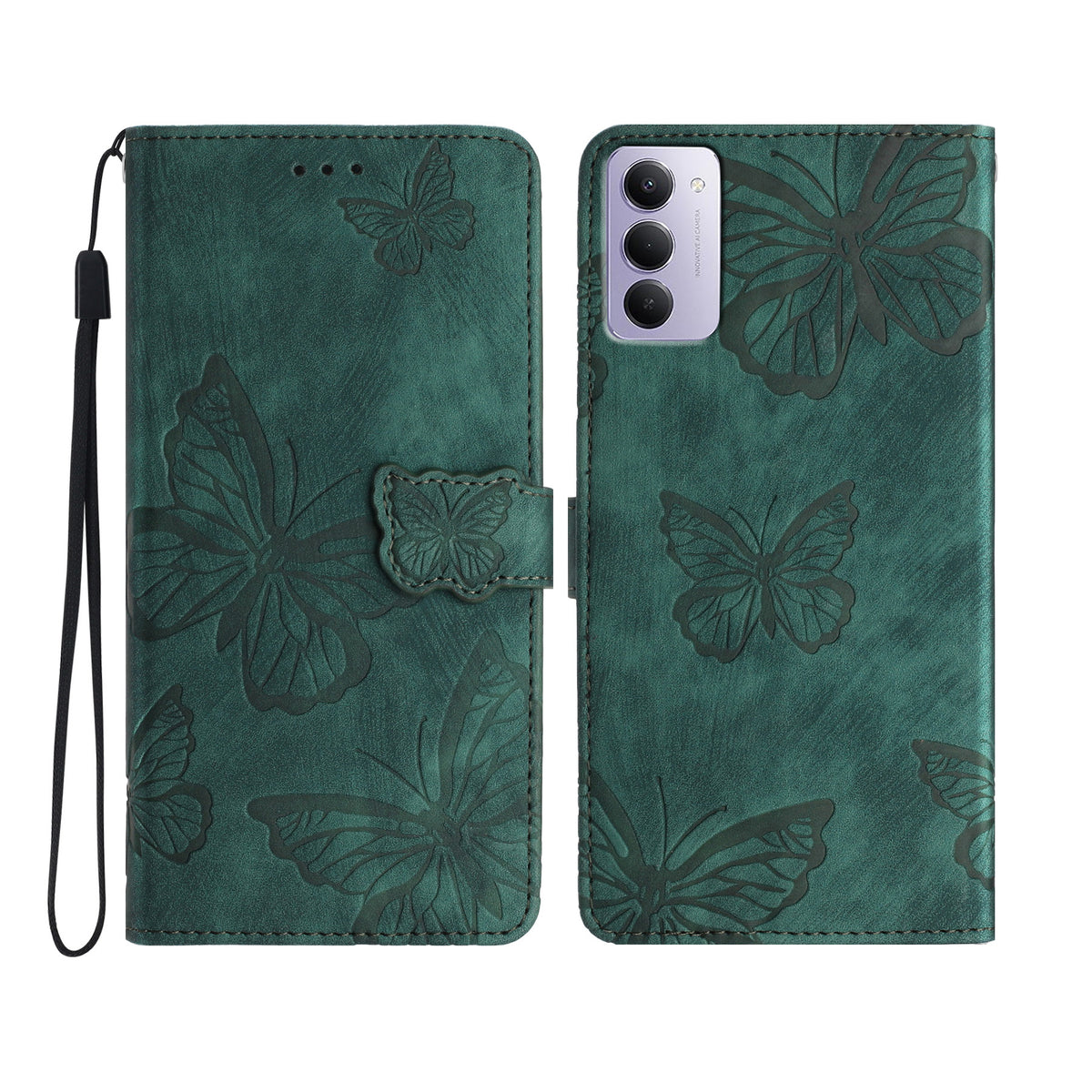 For Xiaomi Redmi 15 4G (EU) (171mm) Case Butterfly Design Flip Wallet Leather Phone Cover Skin-Touch