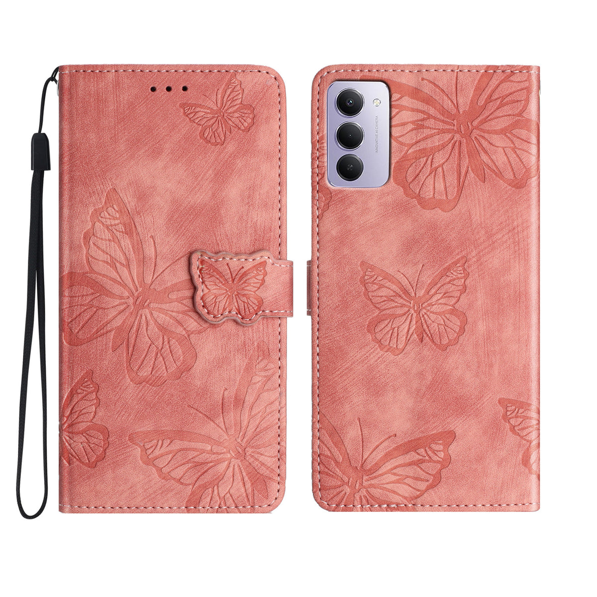 For Xiaomi Redmi 15 4G (EU) (171mm) Case Butterfly Design Flip Wallet Leather Phone Cover Skin-Touch