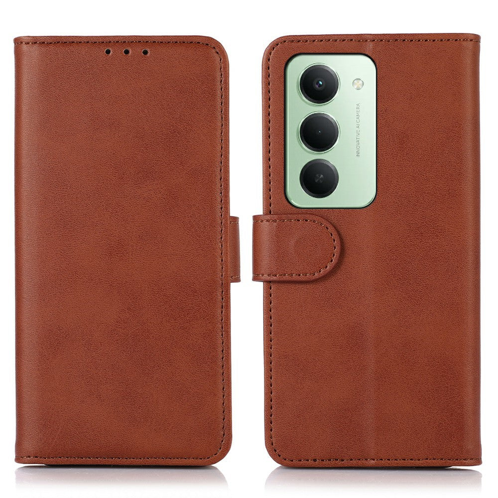 For Xiaomi Redmi 15 4G (EU) (171mm) Case Cowhide Texture Leather Wallet Phone Cover with Stand