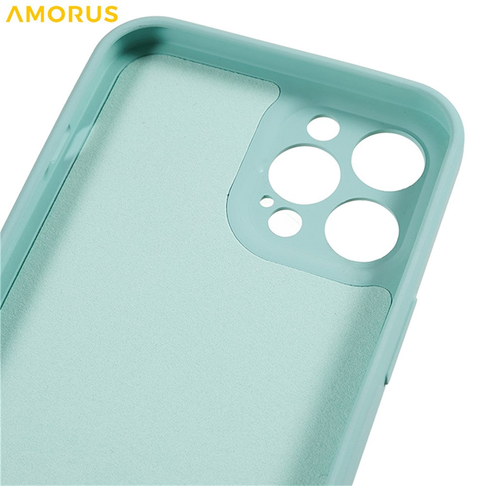 AMORUS fodral för iPhone 12 Pro Max, exakta utskärningar, TPU, fiberfoder, stötsäkert telefonfodral