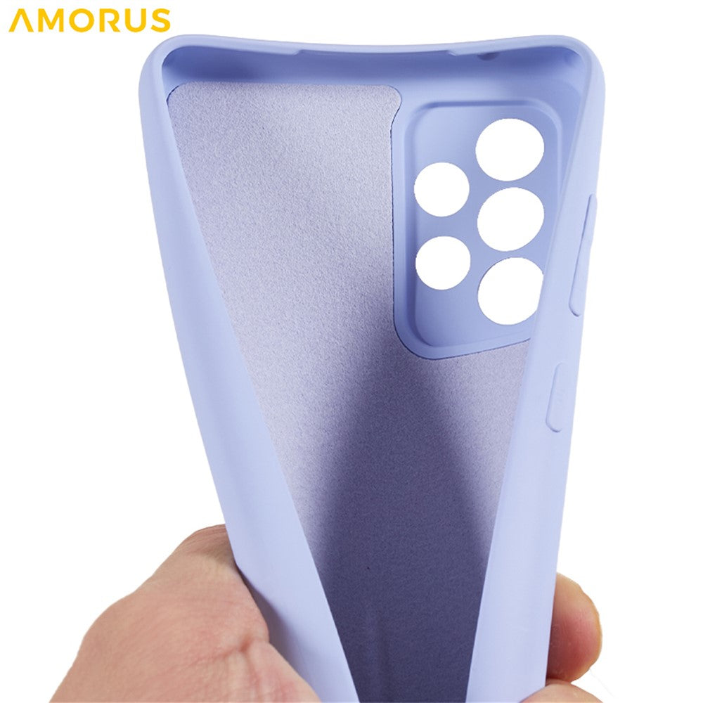 AMORUS For Samsung Galaxy A32 4G (EU Version) Case Precise Cutouts TPU Fiber Lining Shockproof Phone Cover