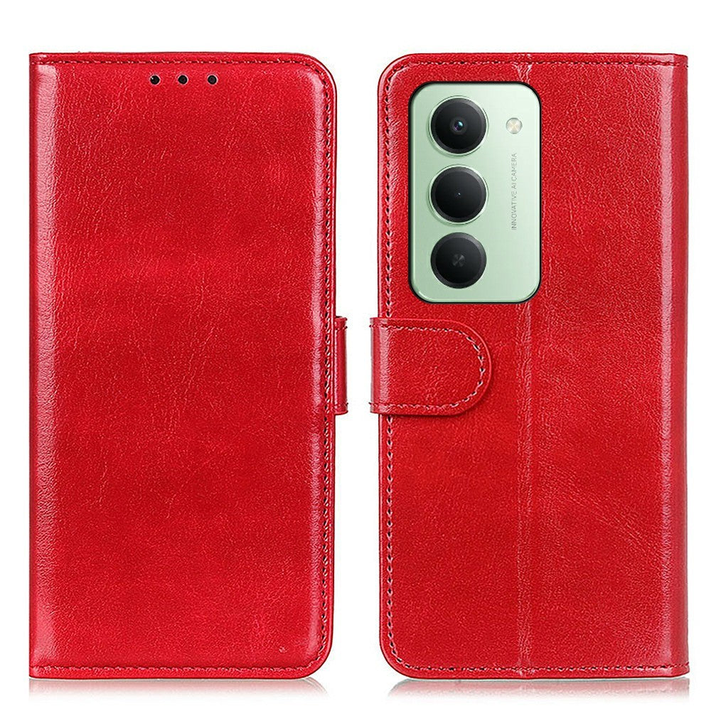 Xiaomi Redmi 15 4G (EU) (171mm) skal Crazy Horse textur PU-läder mobilstativ