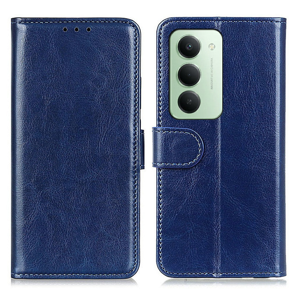 Xiaomi Redmi 15 4G (EU) (171mm) skal Crazy Horse textur PU-läder mobilstativ