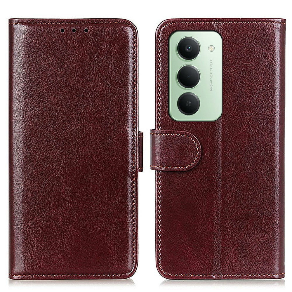 Xiaomi Redmi 15 4G (EU) (171mm) skal Crazy Horse textur PU-läder mobilstativ