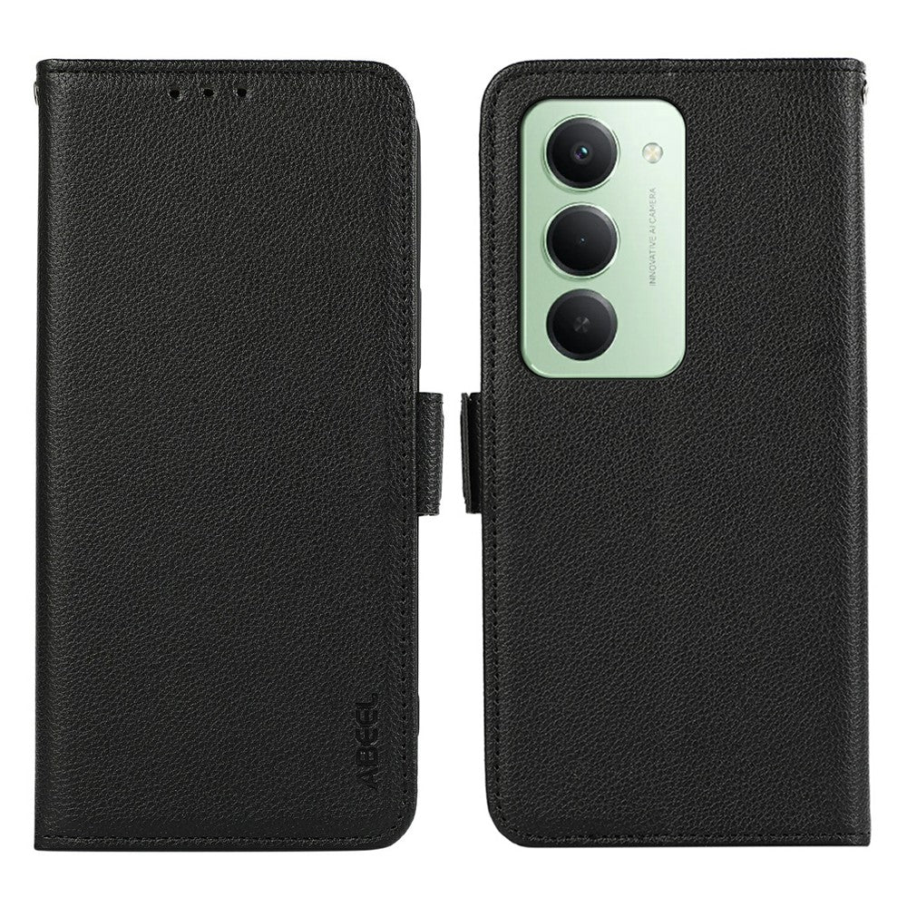 ABEEL For Xiaomi Redmi 15 4G (EU) (171mm) Case Litchi Texture Leather RFID Blocking Phone Cover