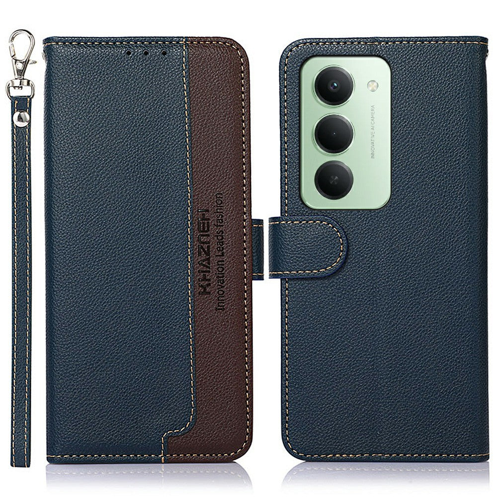 KHAZNEH For Xiaomi Redmi 15 4G (EU) (171mm) Case RFID Blocking Wallet Litchi Texture PU Leather Phone Cover with Strap