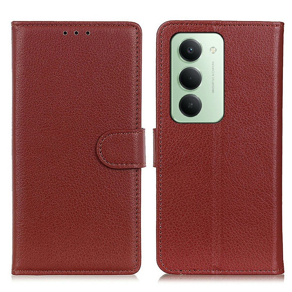 For Xiaomi Redmi 15 4G (EU) (171mm) Wallet Case PU Leather Phone Cover Litchi Texture