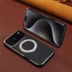 For iPhone 17 Pro Max Kickstand Case Genuine Cow Leather Back Cover Compatible with MagSafe