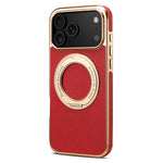 For iPhone 17 Pro Max Kickstand Case Genuine Cow Leather Back Cover Compatible with MagSafe