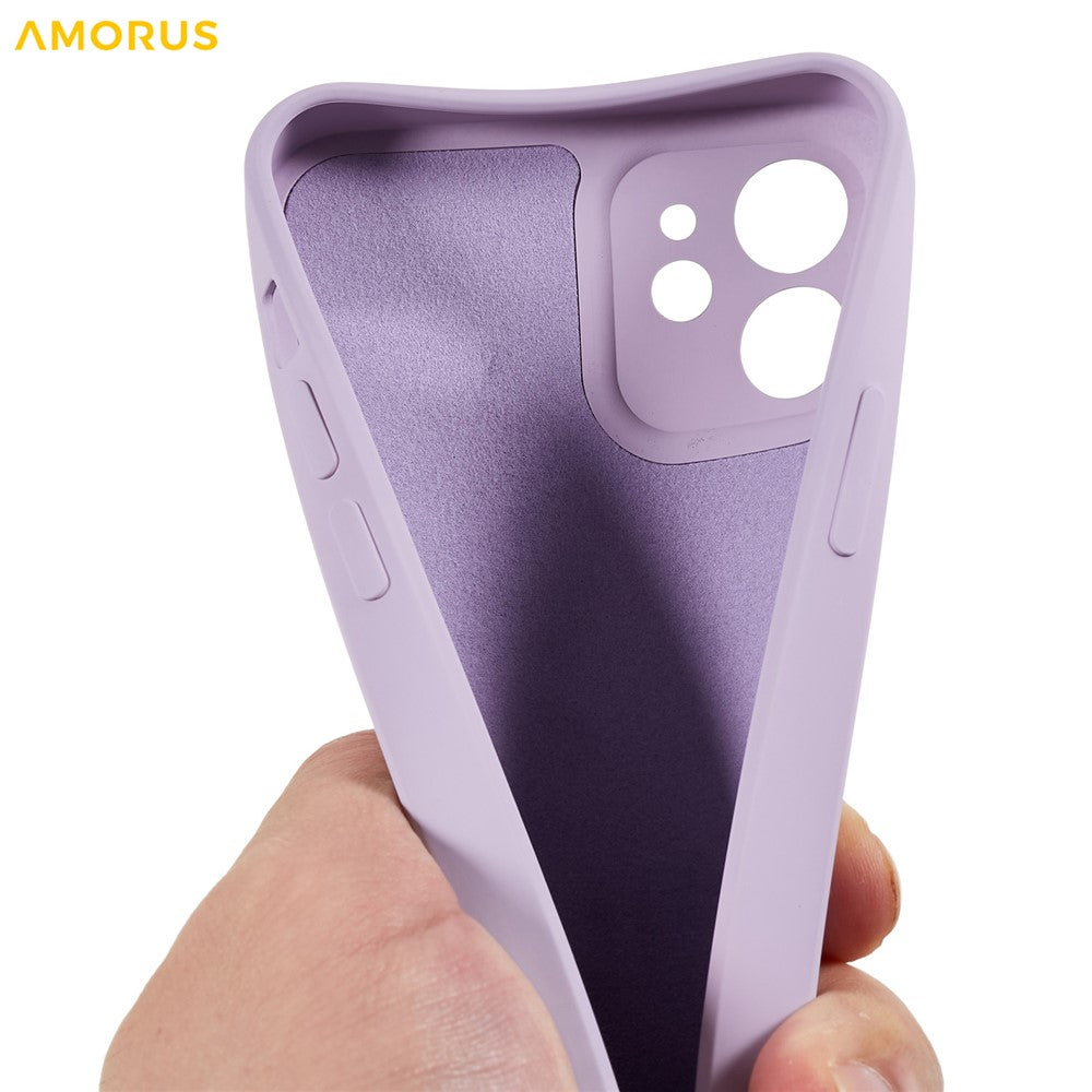 AMORUS For iPhone 12 Case Precise Cutouts TPU Fiber Lining Shockproof Phone Cover