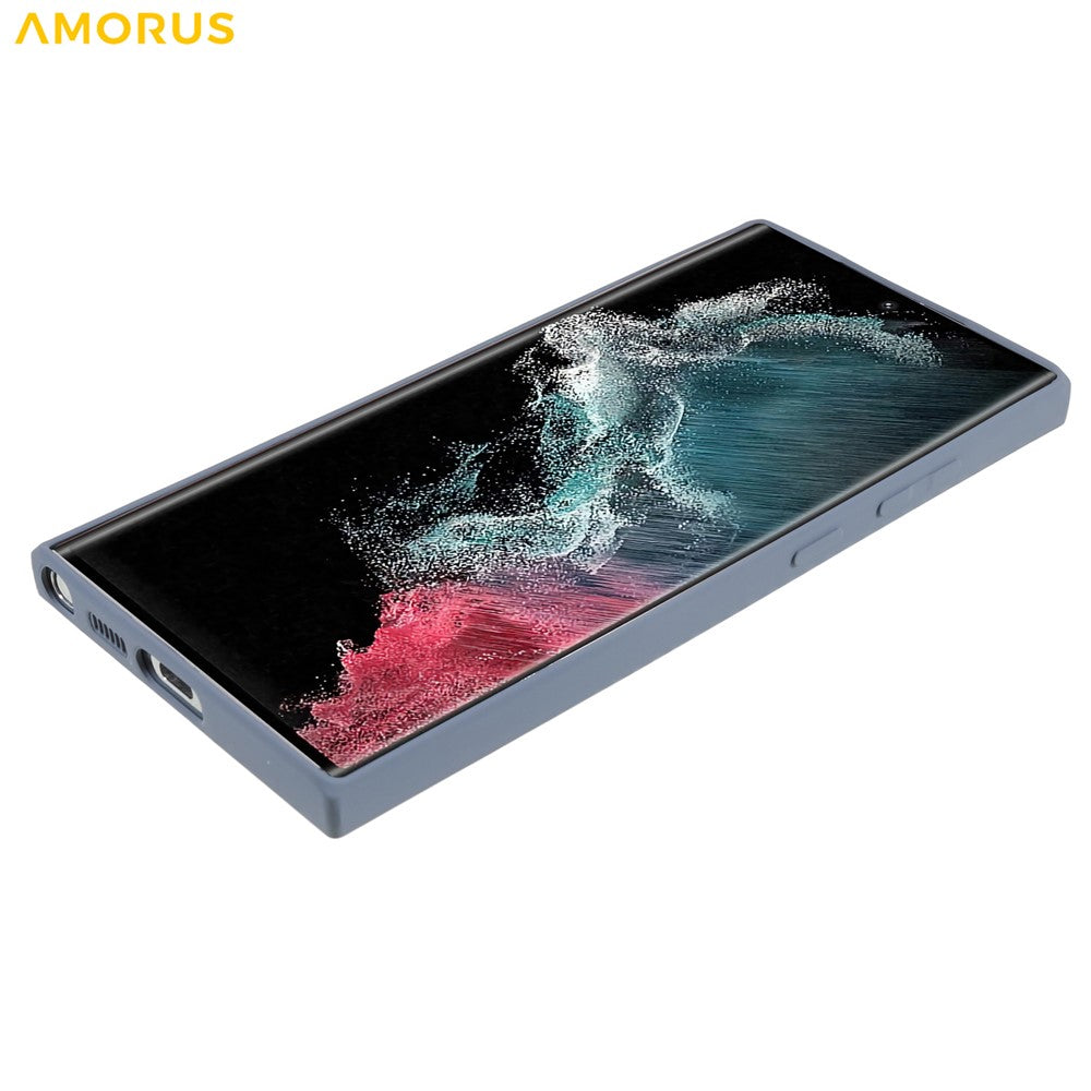 AMORUS For Samsung Galaxy S22 Ultra 5G Case Precise Cutouts TPU Fiber Lining Shockproof Phone Cover