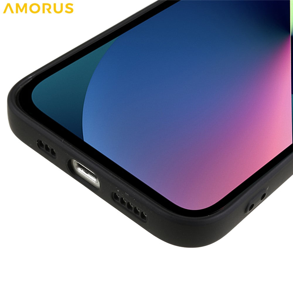 AMORUS For iPhone 13 Case Precise Cutouts TPU Fiber Lining Shockproof Phone Cover
