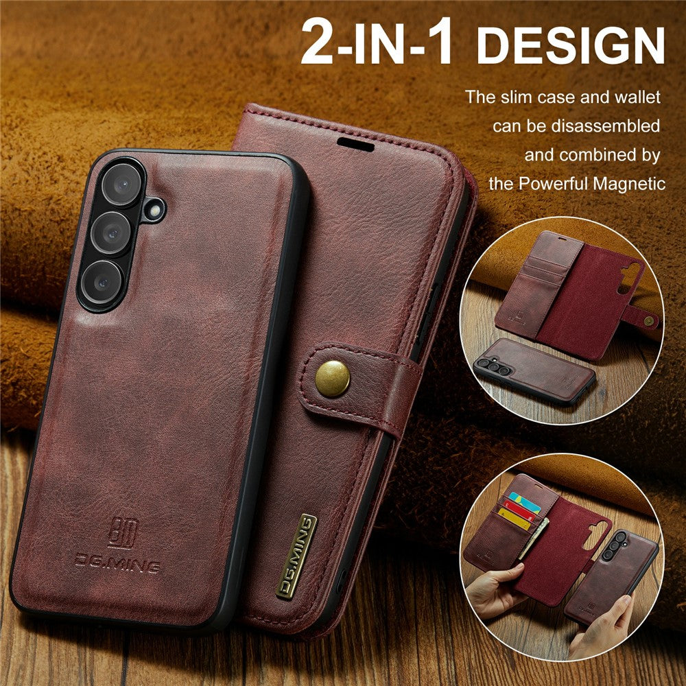 DG.MING for Samsung Galaxy S25 FE Case Detachable Split Leather Phone Cover