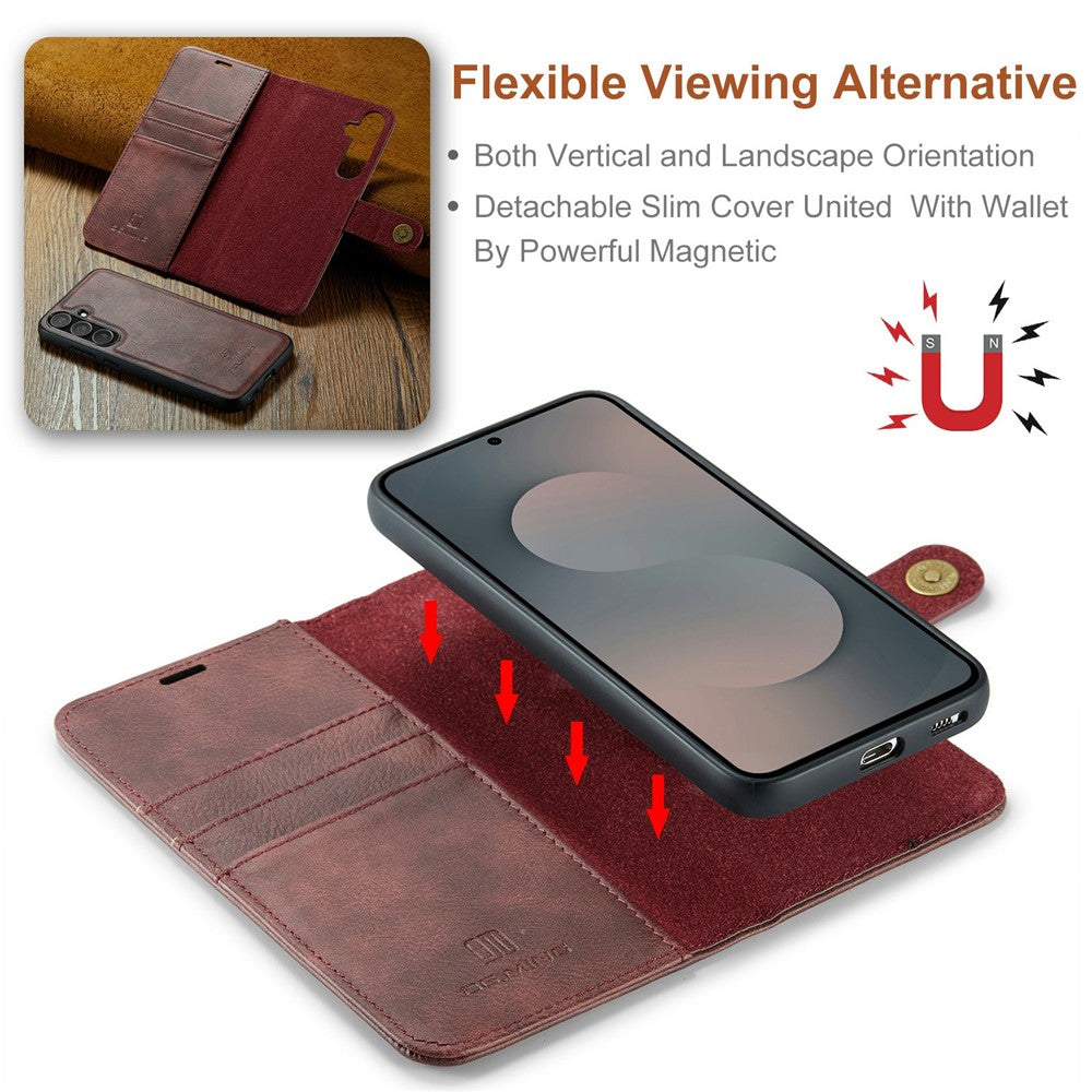 DG.MING for Samsung Galaxy S25 FE Case Detachable Split Leather Phone Cover