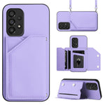 For Samsung Galaxy A33 5G Case Card Holder Kickstand Skin-Touch PU TPU Phone Cover with Shoulder Strap