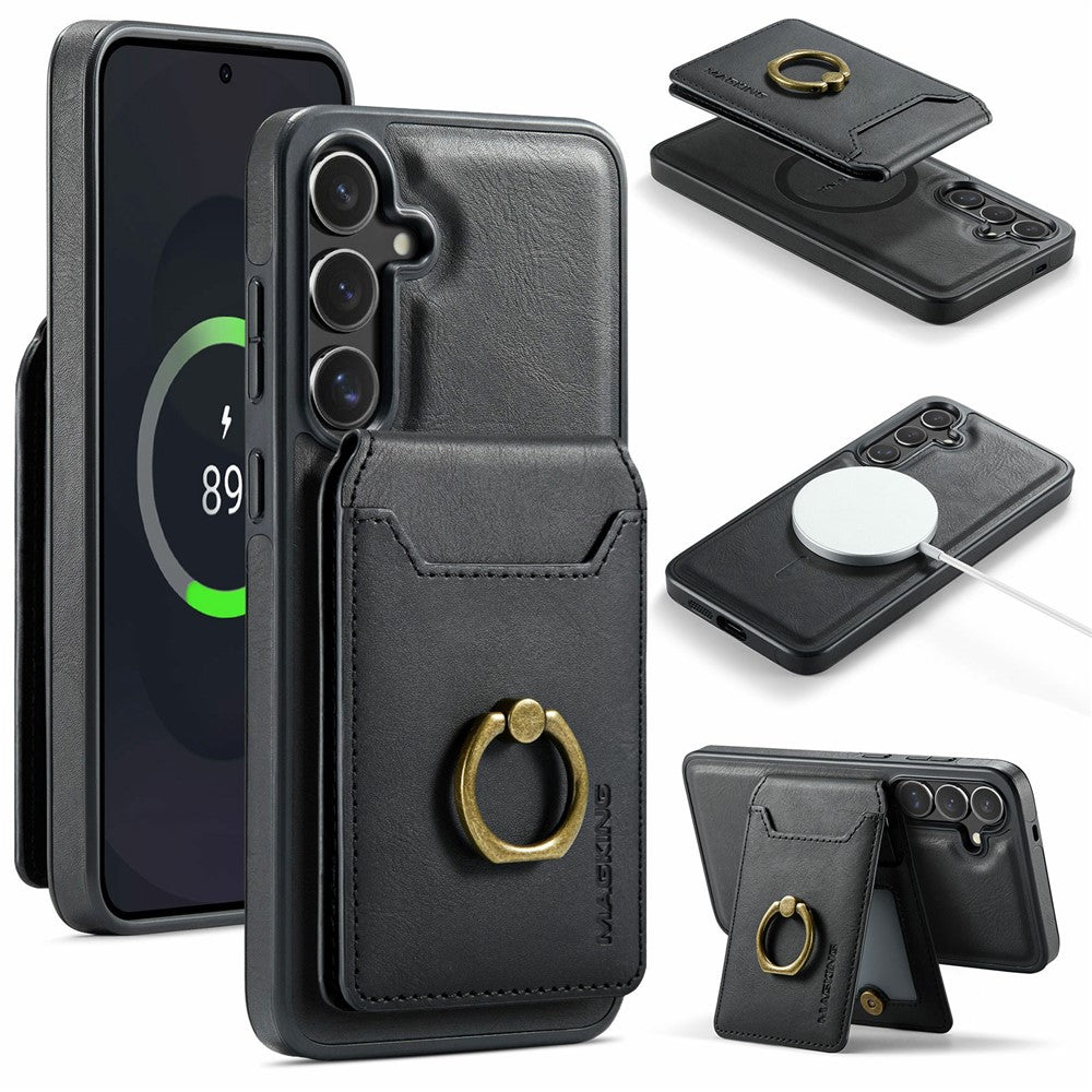 MAGKING K1 Series For Samsung Galaxy S25 FE Magnetic Case PC + TPU + PU Phone Cover with Card Holder