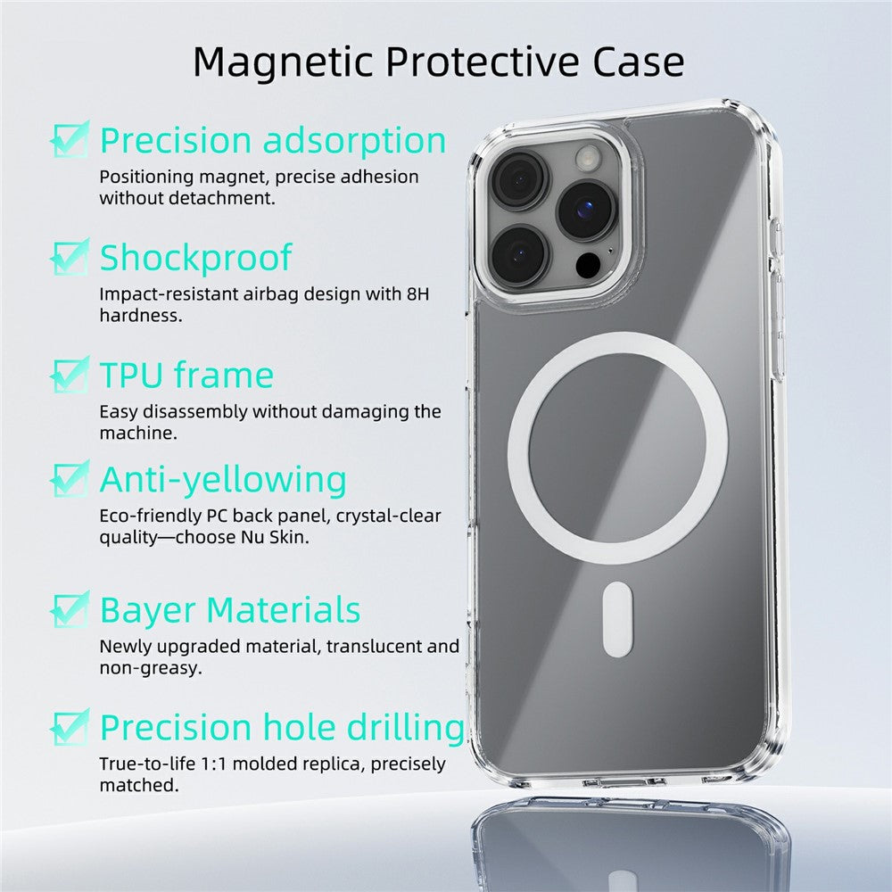 ABEEL For iPhone 16 Pro Case Compatible with MagSafe Anti Scratch Clear TPU PC Phone Back Cover