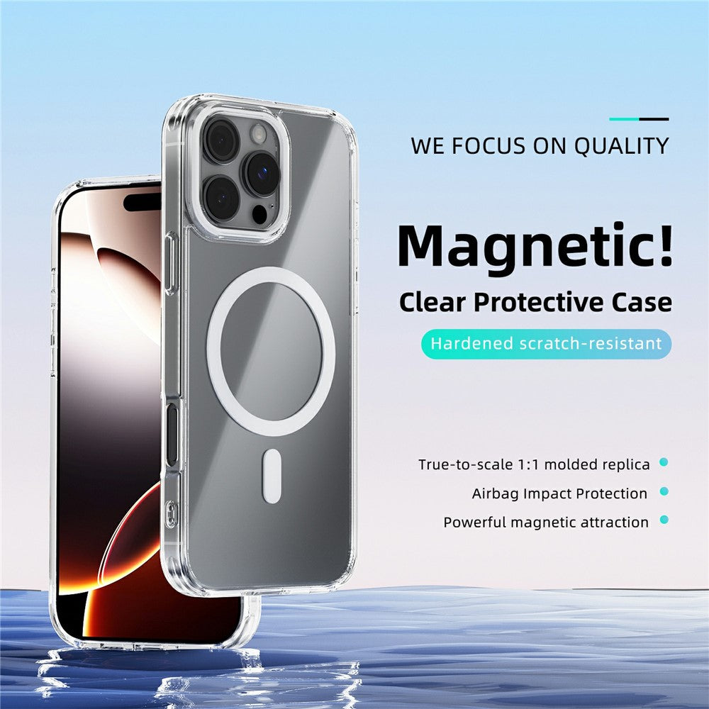 ABEEL For iPhone 16 Pro Case Compatible with MagSafe Anti Scratch Clear TPU PC Phone Back Cover