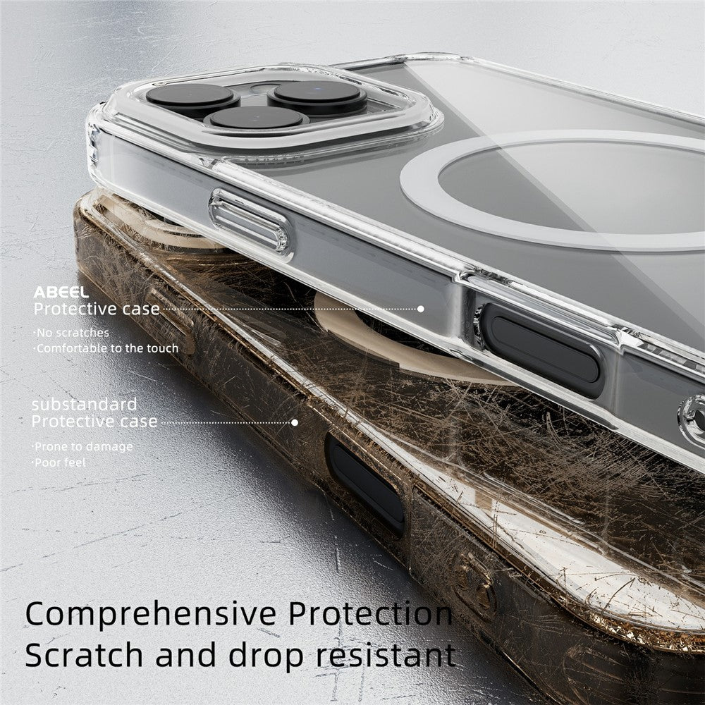 ABEEL For iPhone 16 Pro Case Compatible with MagSafe Anti Scratch Clear TPU PC Phone Back Cover
