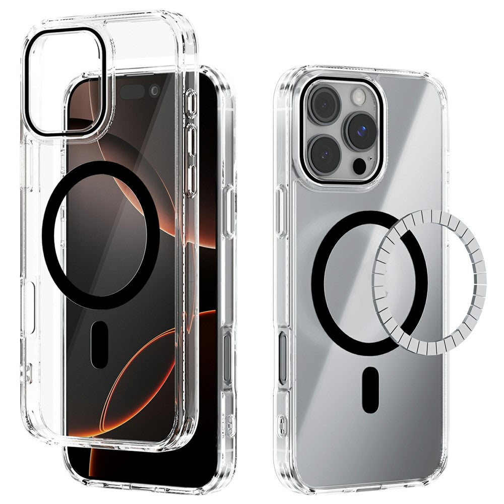 ABEEL For iPhone 16 Pro Max Cover kompatibelt med MagSafe Anti-ridse klart TPU PC telefonbagcover
